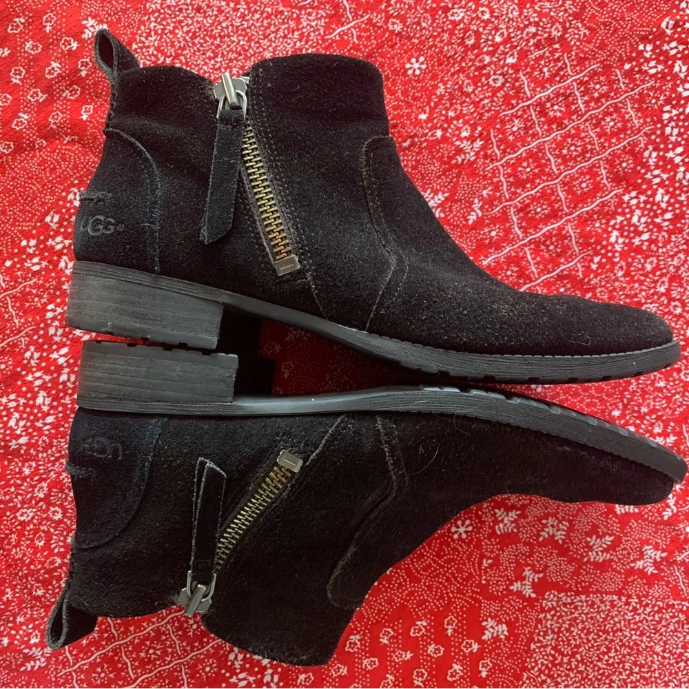 UGG Aureo II women's ankle boots Black Suede with Zipper Size 10